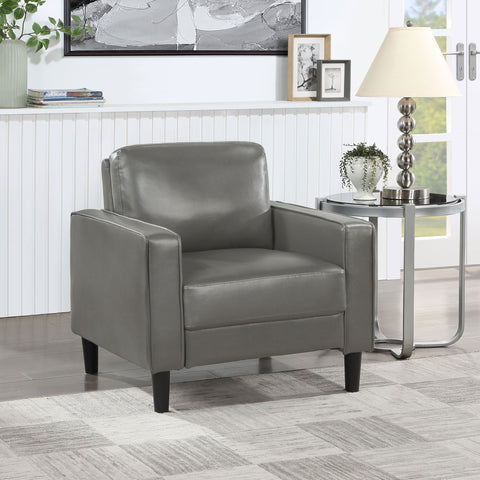 Sillón auxiliar tapizado Ruth con brazos de listón gris
