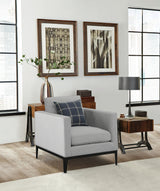 Sillón decorativo con brazos rectos tapizado Apperson, gris claro
