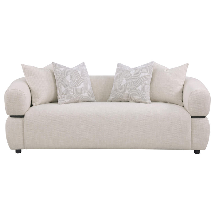 Jeanette 84-inch Fabric Upholstered Round Arm Sofa Beige