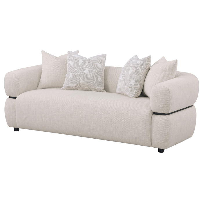 Jeanette 84-inch Fabric Upholstered Round Arm Sofa Beige