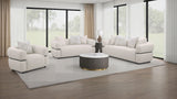 Sillón decorativo de brazo redondo tapizado en tela Jeanette color beige