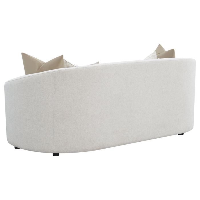 Juego de sofás tapizado de bouclé con brazos inclinados Rainn de 3 piezas - latte