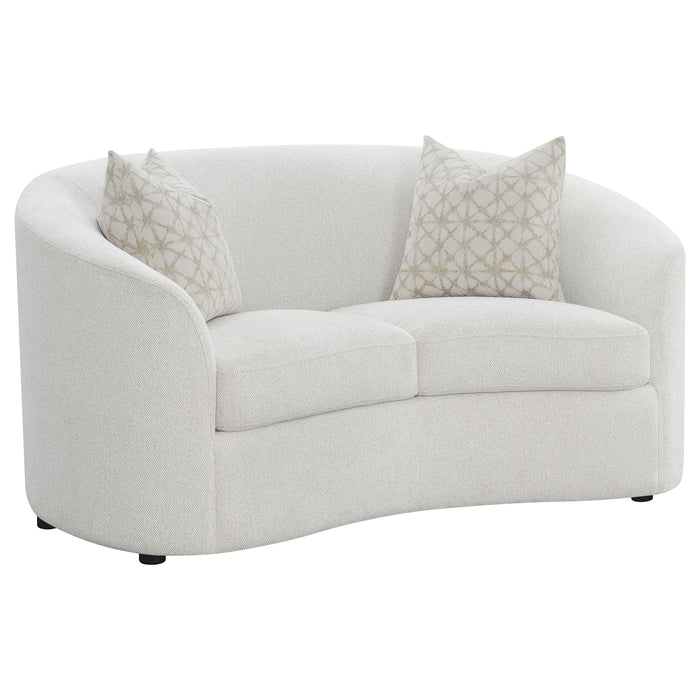 Juego de sofás tapizado de bouclé con brazos inclinados Rainn de 3 piezas - latte