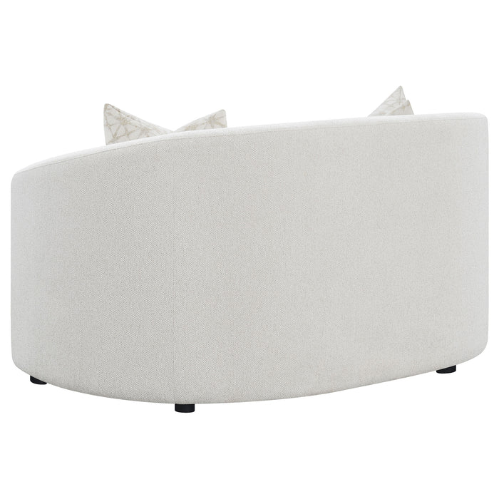 Juego de sofás tapizado de bouclé con brazos inclinados Rainn de 3 piezas - latte