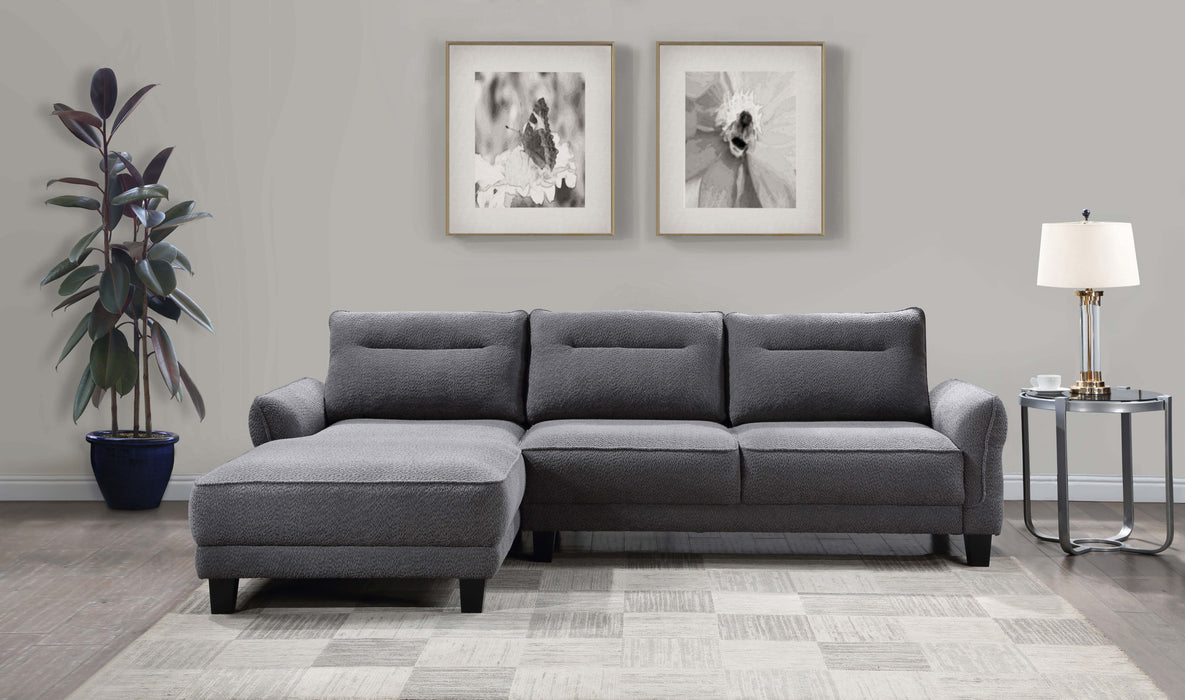 Caspian Upholstered Curved Arm Chaise Sectional Sofa White