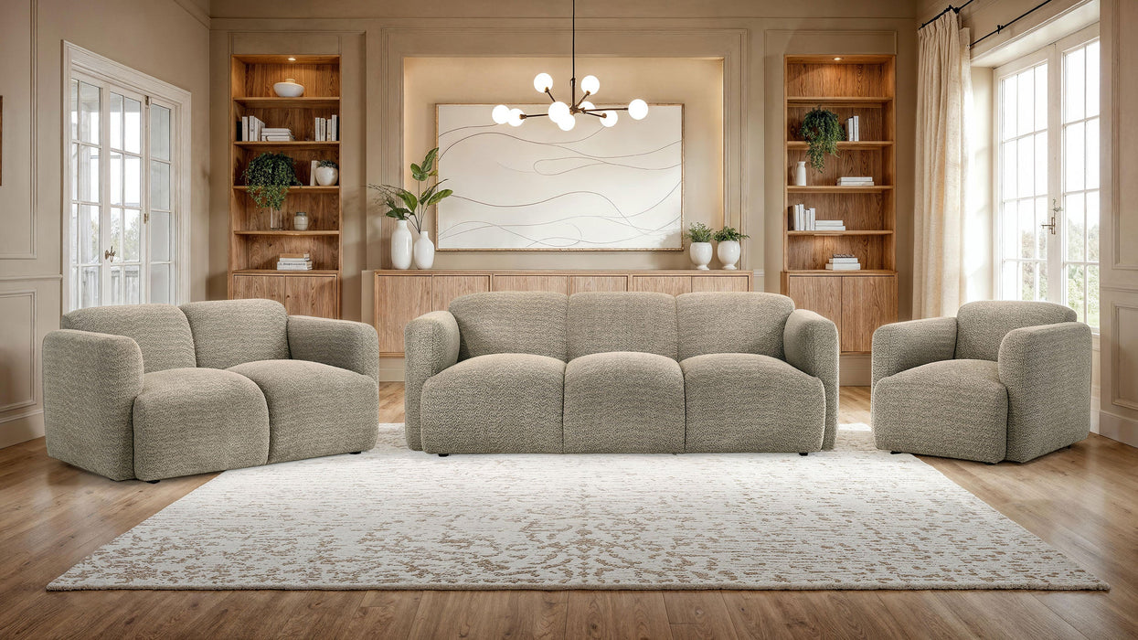 Dorset 3-piece Upholstered Round Track Arm Sofa Set White