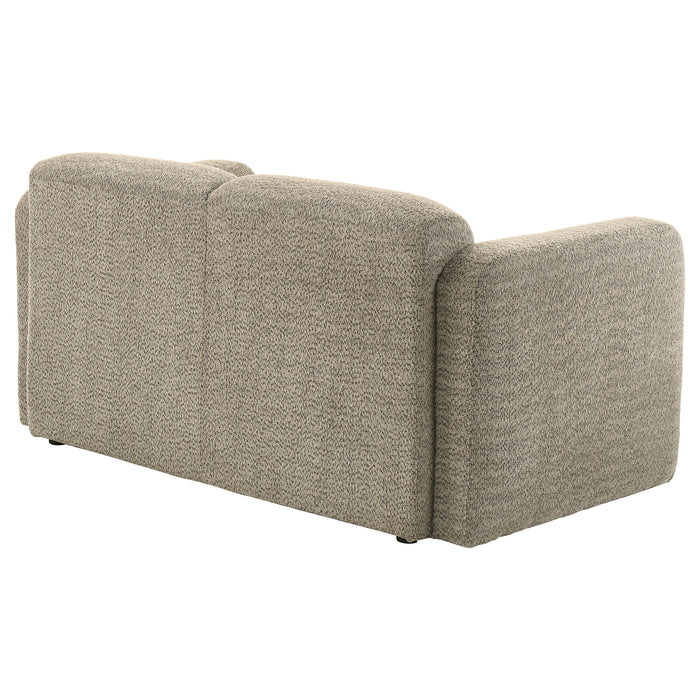 Dorset Fabric Upholstered Round Track Arm Loveseat Brown