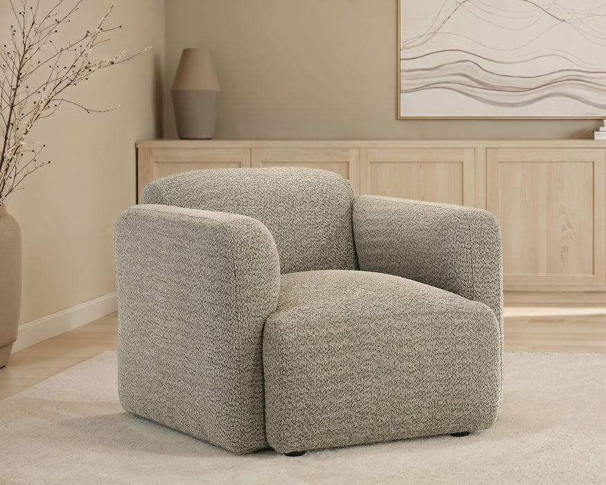 Sillón decorativo Dorset con brazos redondeados tapizado en tela, color blanco