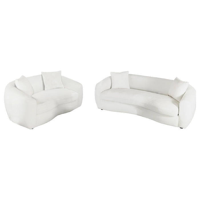 Isabella 2-piece Sherpa Upholstered Sofa Set Ivory