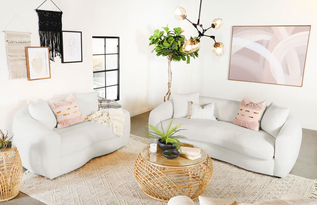 Isabella 2-piece Sherpa Upholstered Sofa Set Ivory