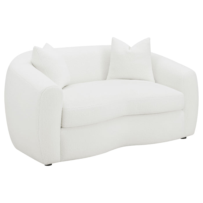 Isabella 2-piece Sherpa Upholstered Sofa Set Ivory