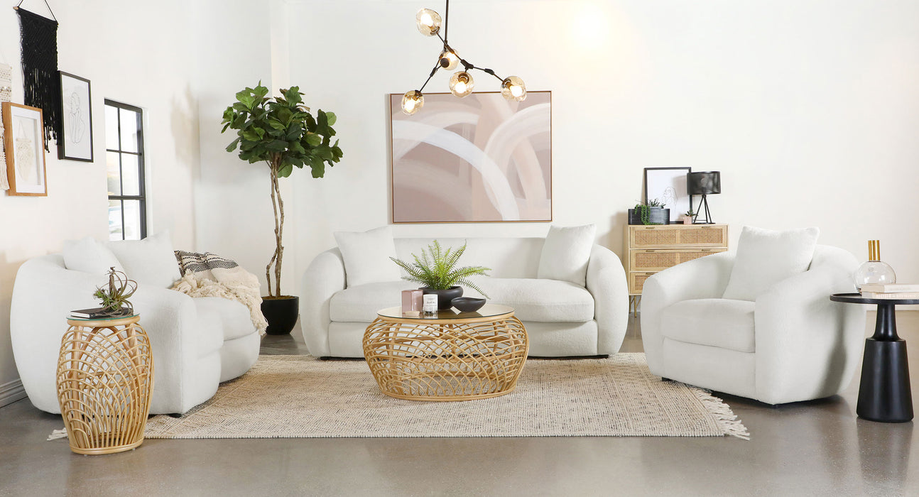 Isabella 3-piece Sherpa Upholstered Sofa Set Ivory