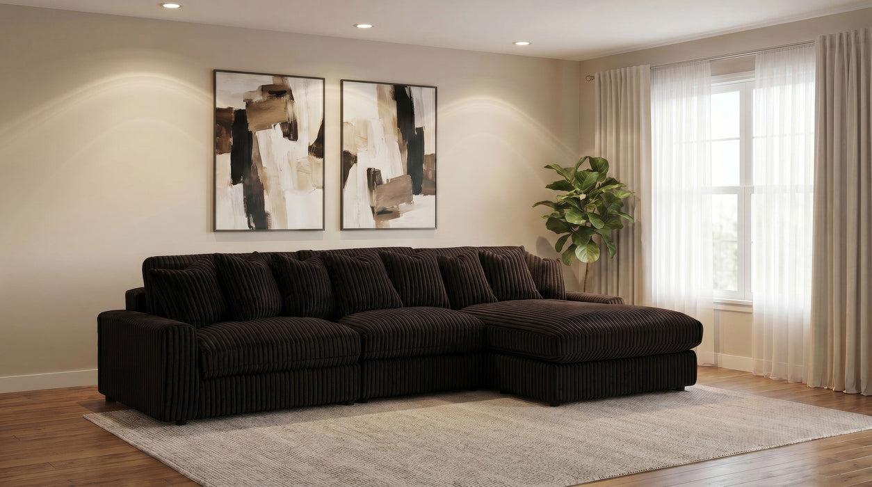 Blaine 3-Piece Corduroy Reversible Chaise Sectional Sofa Sand