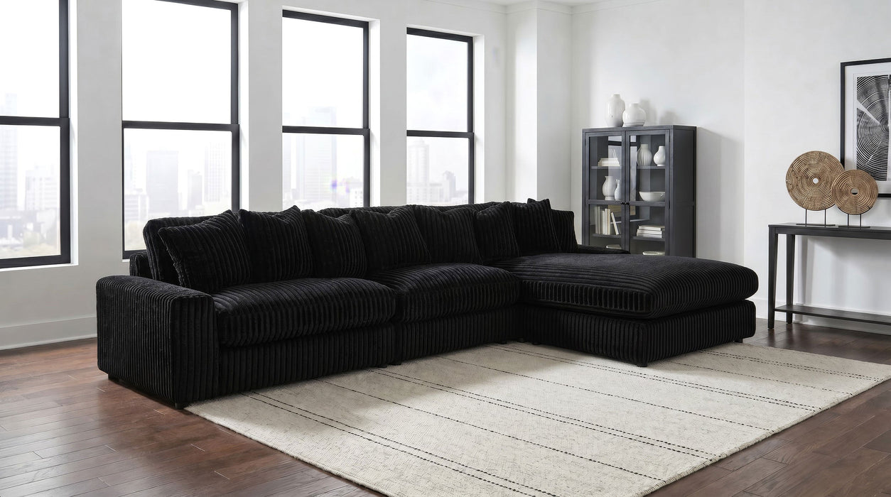 Blaine 3-Piece Corduroy Reversible Chaise Sectional Sofa Sand