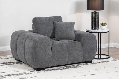 Sillón auxiliar tapizado Octavia con brazos rectos gris carbón