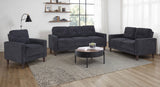 Sillón Bowen II tapizado en tela con brazos rectos, gris acero