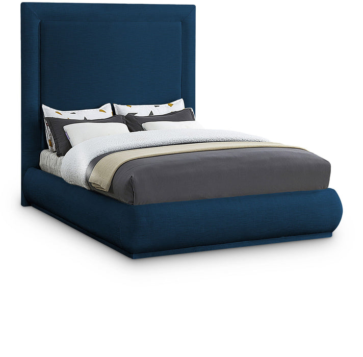 Cama tapizada de tela con textura de lino Brooke