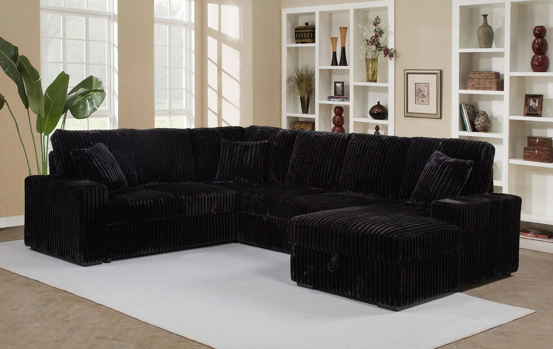 Sofá seccional cama Devonshire con chaise longue con almacenamiento, color camel