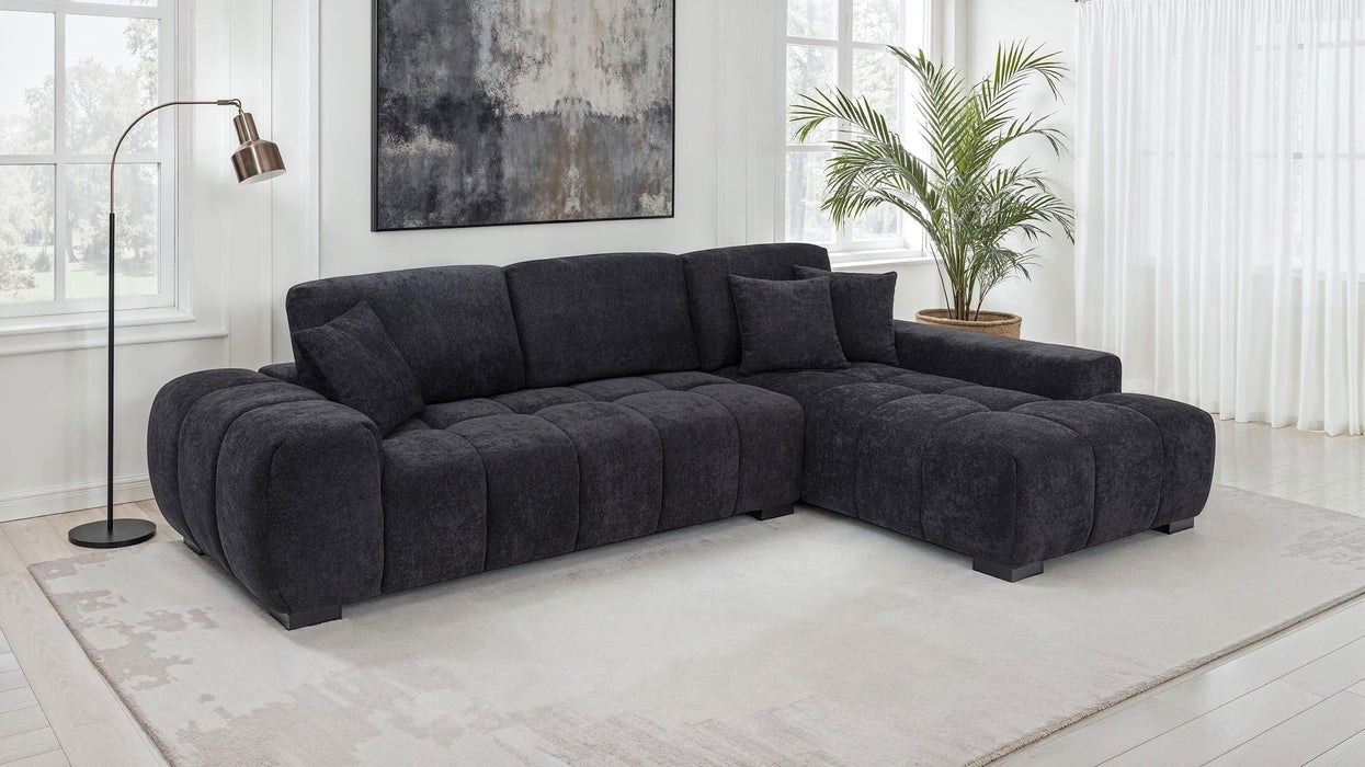Sofá seccional tapizado Octavia con chaise longue color camel