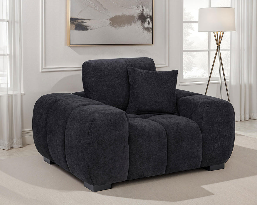Sillón auxiliar tapizado Octavia con brazos rectos gris carbón