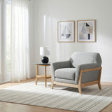 Sillón decorativo Vaughn con brazos en ángulo tapizado en tela gris