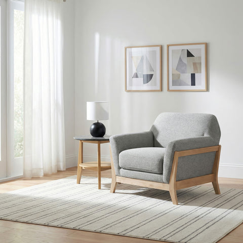 Sillón decorativo Vaughn con brazos en ángulo tapizado en tela gris