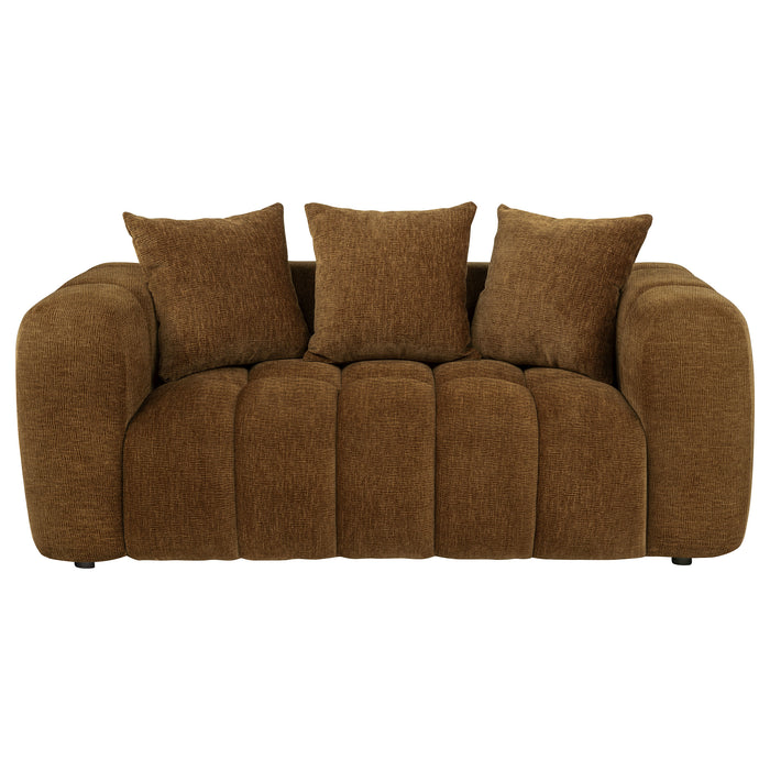 Lazaro 2-piece Fabric Upholstered Wide Channel Sofa Set Bronze