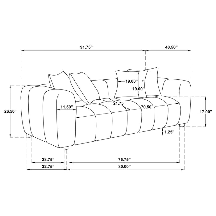 Lazaro Fabric Upholstered Wide Channel Sofa Bronze