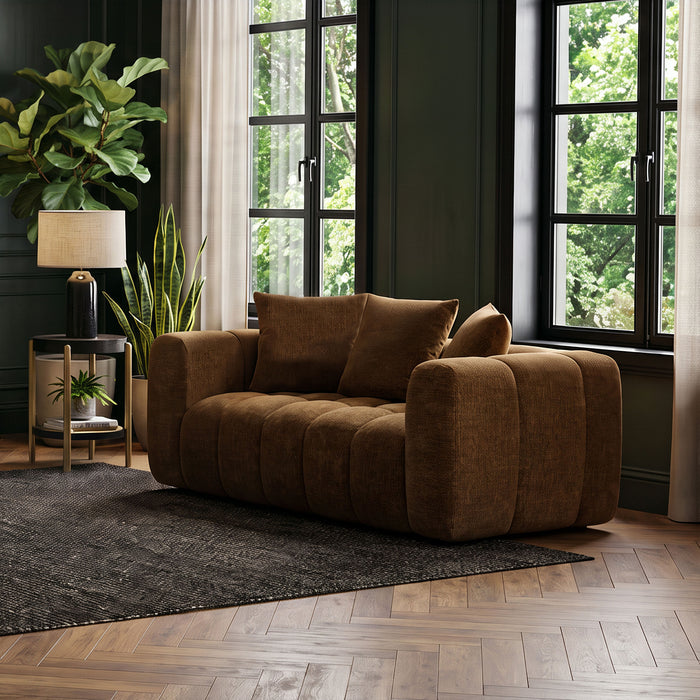 Lazaro Fabric Upholstered Wide Channel Loveseat Bronze