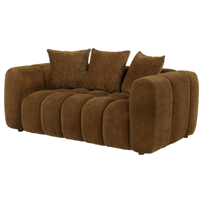 Lazaro Fabric Upholstered Wide Channel Loveseat Bronze