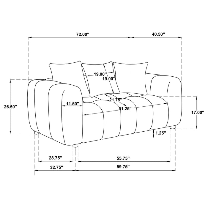 Lazaro Fabric Upholstered Wide Channel Loveseat Bronze