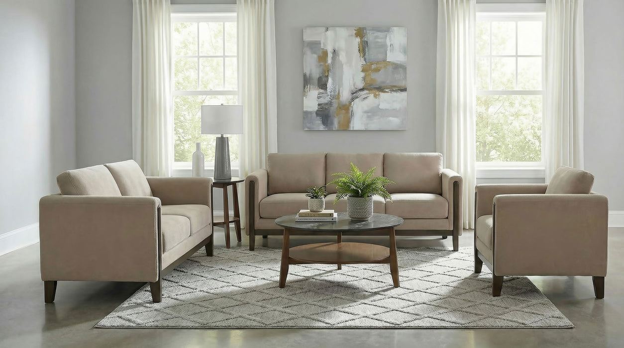 Islington Fabric Upholstered Panel Arm Sofa Taupe