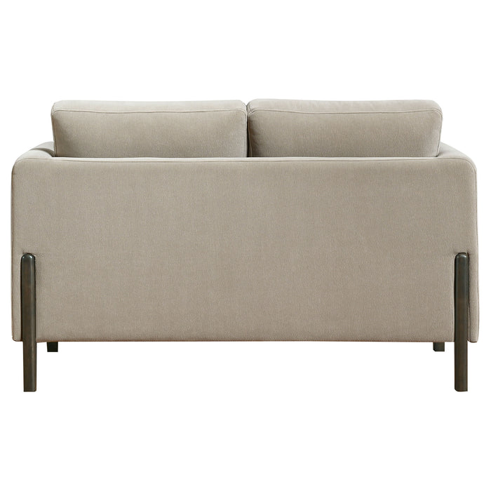 Islington Fabric Upholstered Panel Arm Loveseat Taupe