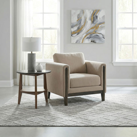 Sillón decorativo Islington con panel tapizado en tela color topo