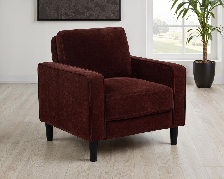 Sillón auxiliar tapizado Ruth con brazos de listón gris