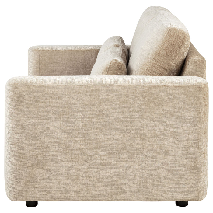 Amador Chenille Upholstered Track Arm Loveseat Camel
