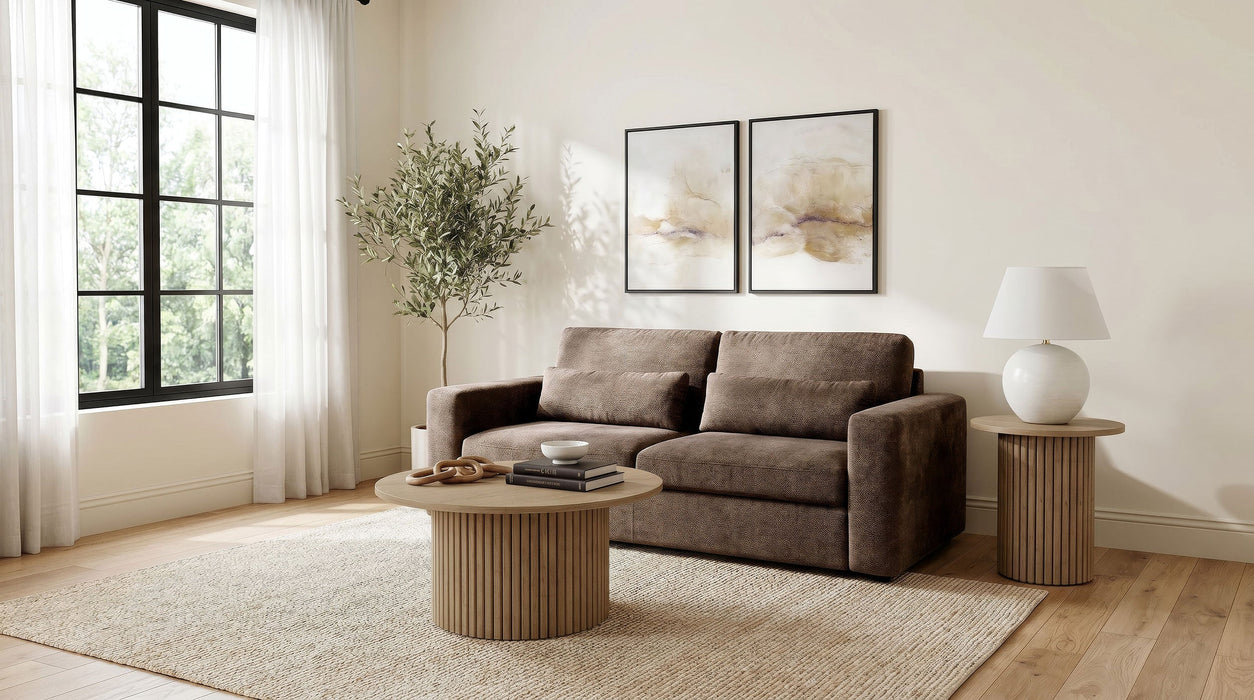 Amador Chenille Upholstered Track Arm Sofa Camel