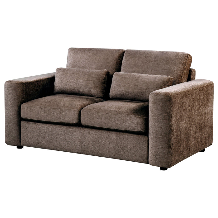 Amador Chenille Upholstered Track Arm Loveseat Chocolate