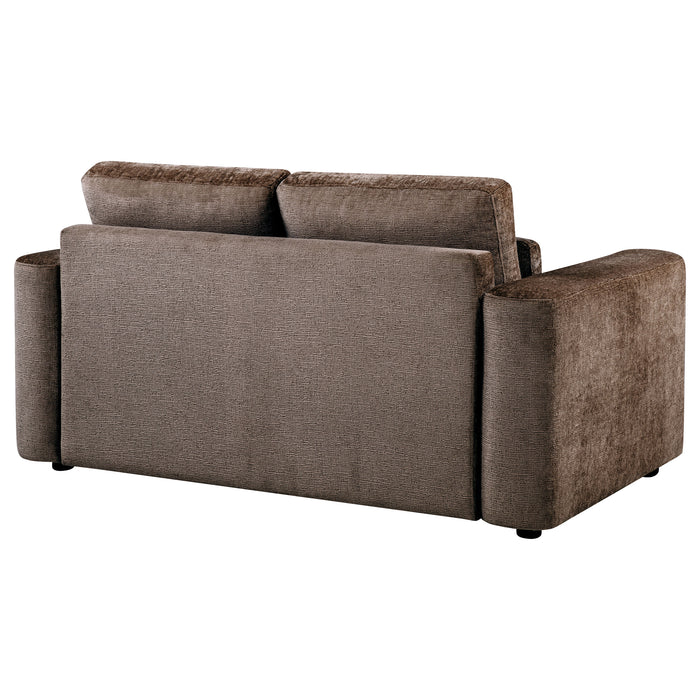 Amador Chenille Upholstered Track Arm Loveseat Chocolate