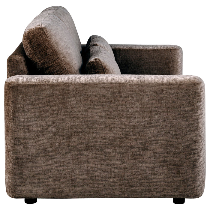 Amador Chenille Upholstered Track Arm Loveseat Chocolate