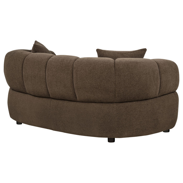 Casarin Fabric Channel-Back Loveseat Brown