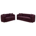 Delroy 2-Piece Stationary Sofa Set Aubergine Polyester Upholstery