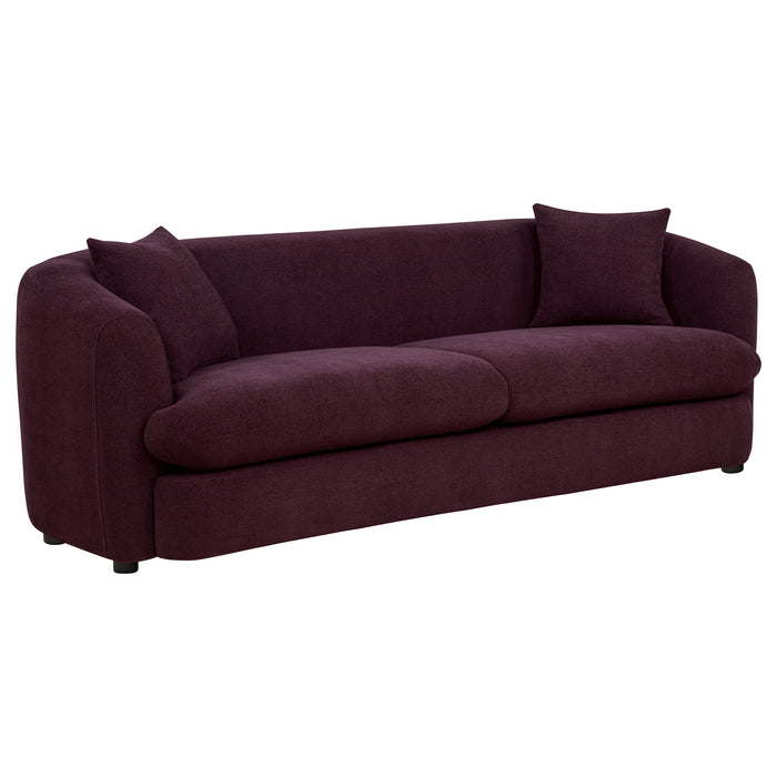 Delroy 2-Piece Stationary Sofa Set Aubergine Polyester Upholstery