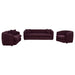 Delroy 3-Piece Stationary Sofa Set Aubergine Polyester Upholstery