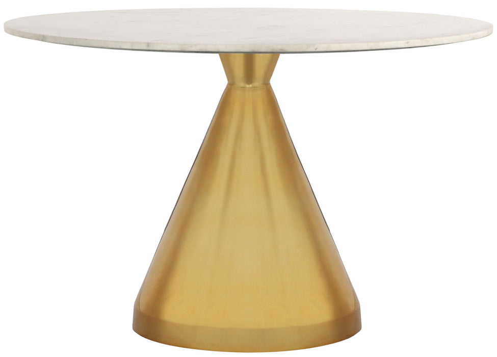 Emery 48" Genuine Marble Top And Steel Base Dining Table