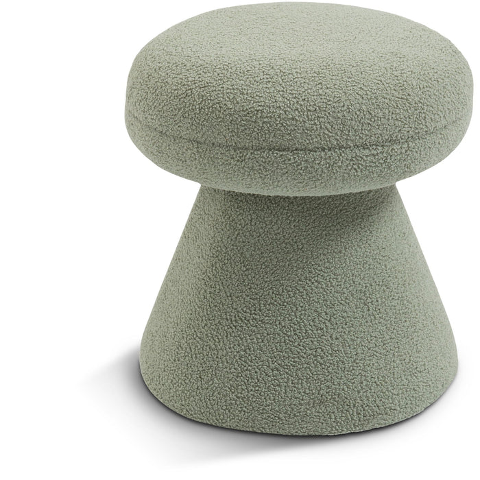 Drum Faux Shearling Teddy Fabric Upholstered Ottoman