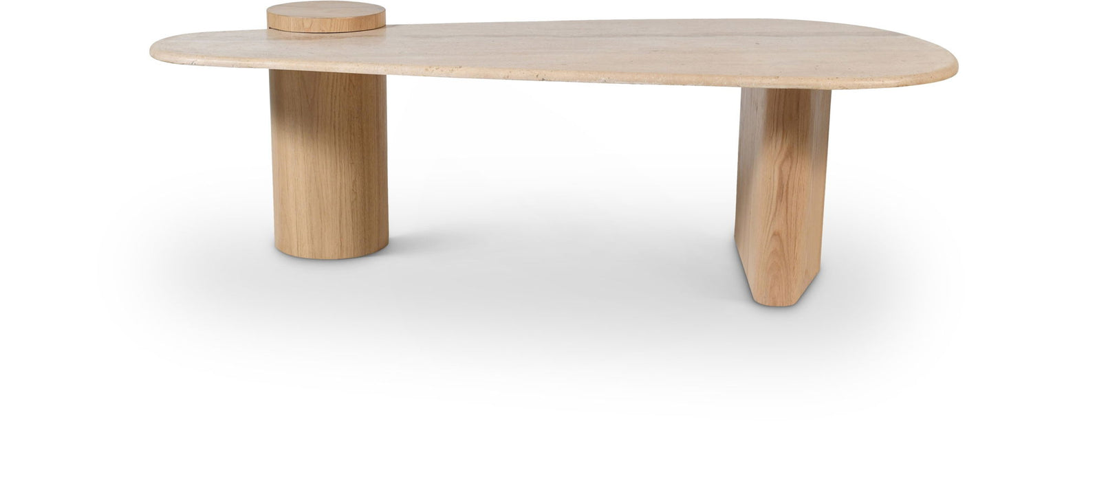 Taverna Travertine Top And Oak Wood Base Coffee Table