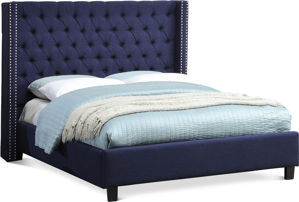 Ashton Linen Textured Fabric Upholstered Bed