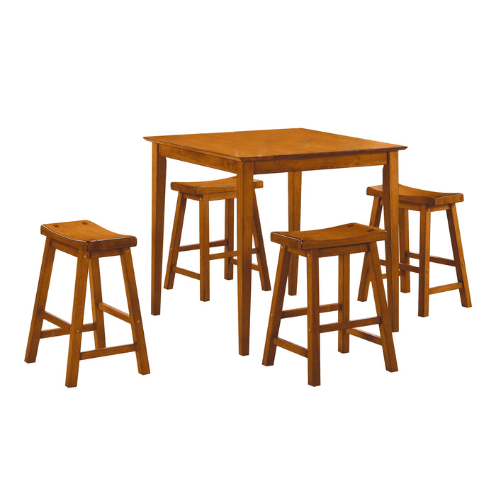 Saddleback 5-Piece Pack Counter Height Set, Oak