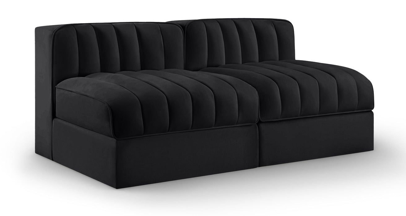 Rummi 58" Velvet Performance Fabric Upholstered 2pc. Modular Loveseat